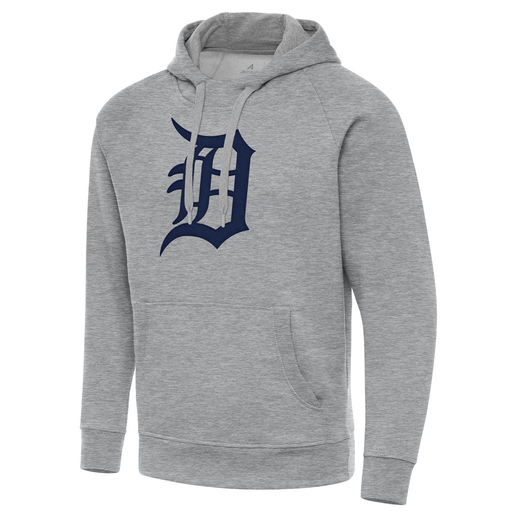 MLB Detroit Tigers Antigua Full Front Victory Pullover Hoodie - Heather gray