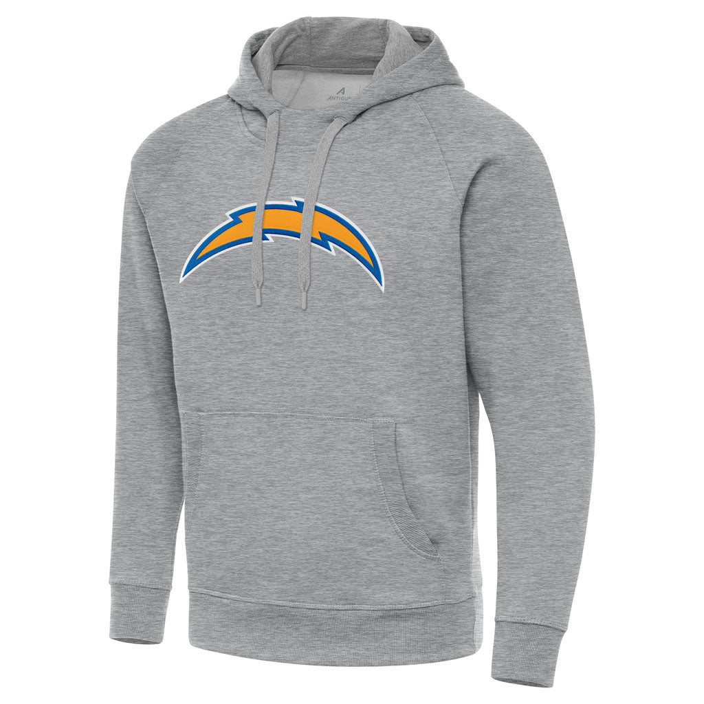 NFL Los Angeles Chargers Antigua Full Front Victory Pullover Hoodie - Heather gray