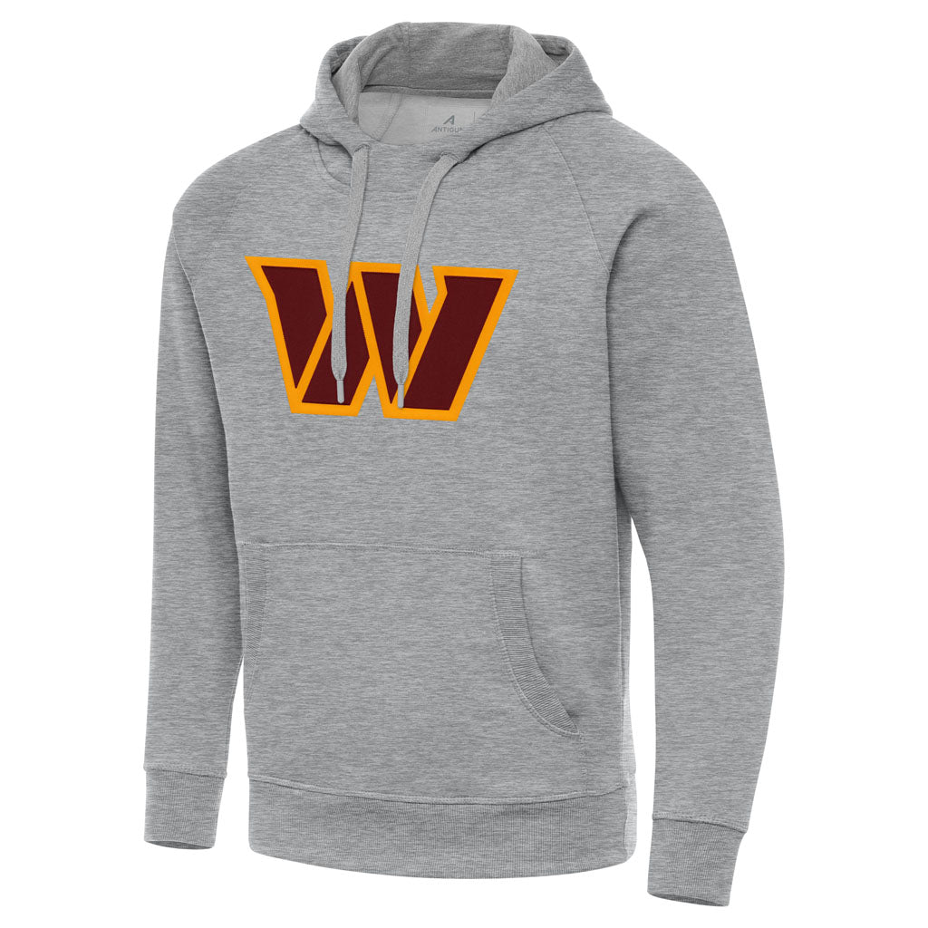 NFL Washington Commanders Antigua Full Front Victory Pullover Hoodie - Heather gray