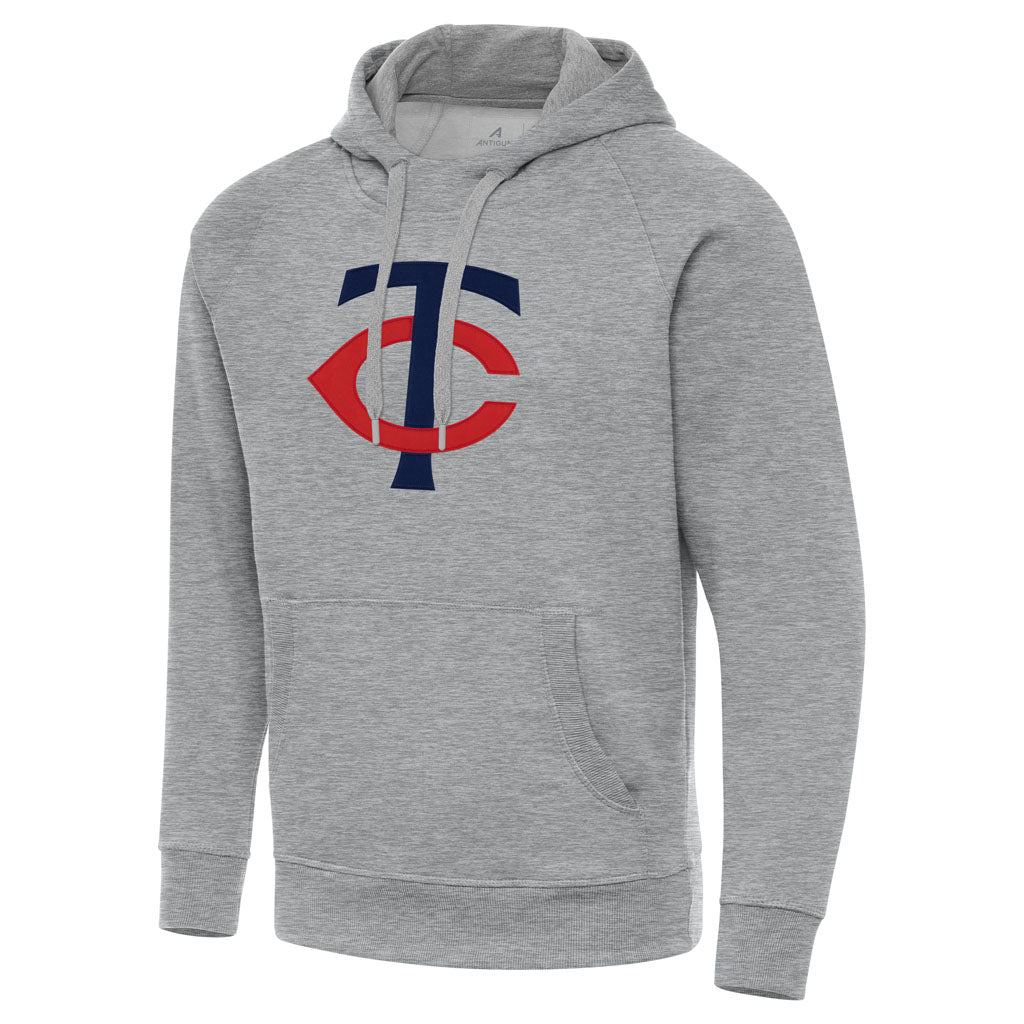 MLB Minnesota Twins Antigua Full Front Victory Pullover Hoodie - Heather gray