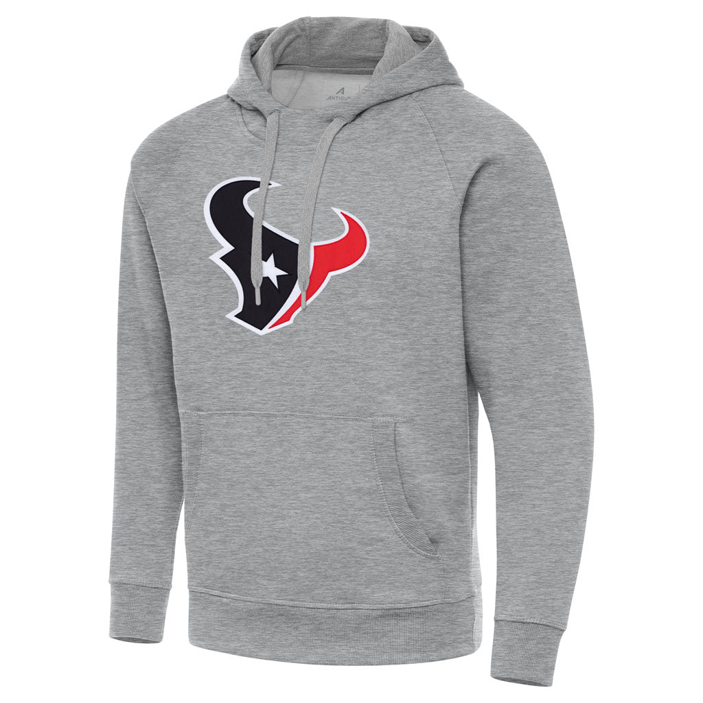 NFL Houston Texans Antigua Full Front Victory Pullover Hoodie - Heather gray