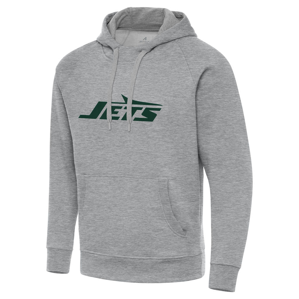 NFL New York Jets Antigua Full Front Victory Pullover Hoodie - Heather gray