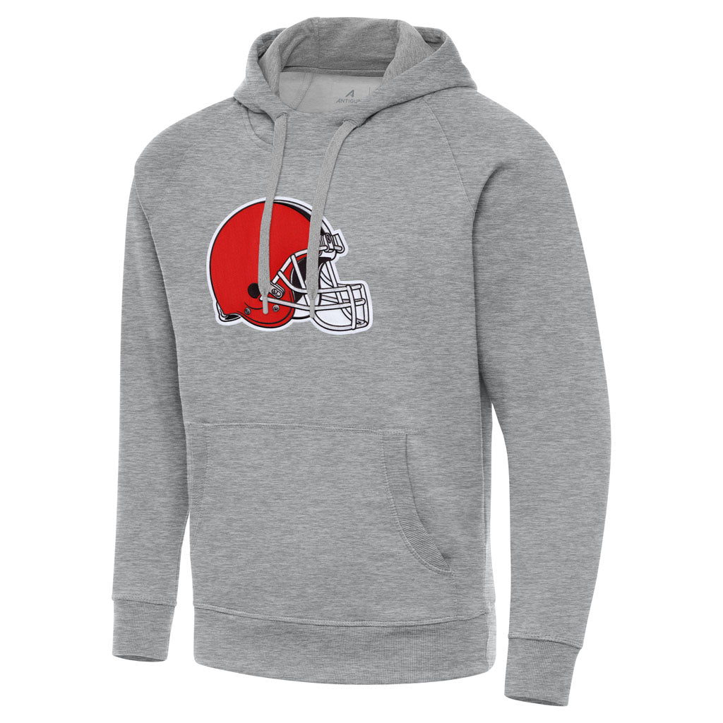 NFL Cleveland Browns Antigua Full Front Victory Pullover Hoodie - Heather gray