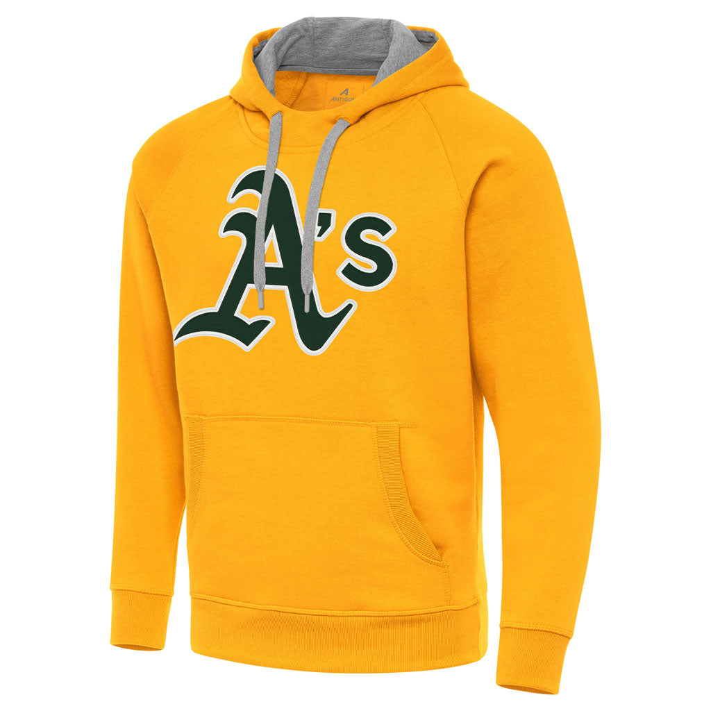 MLB Athletics Antigua Full Front Victory Pullover Hoodie - Gold