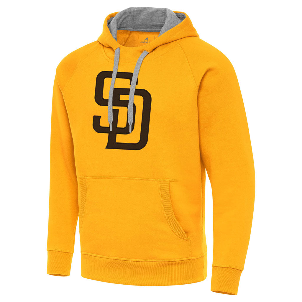 MLB San Diego Padres Antigua Full Front Victory Pullover Hoodie - Gold