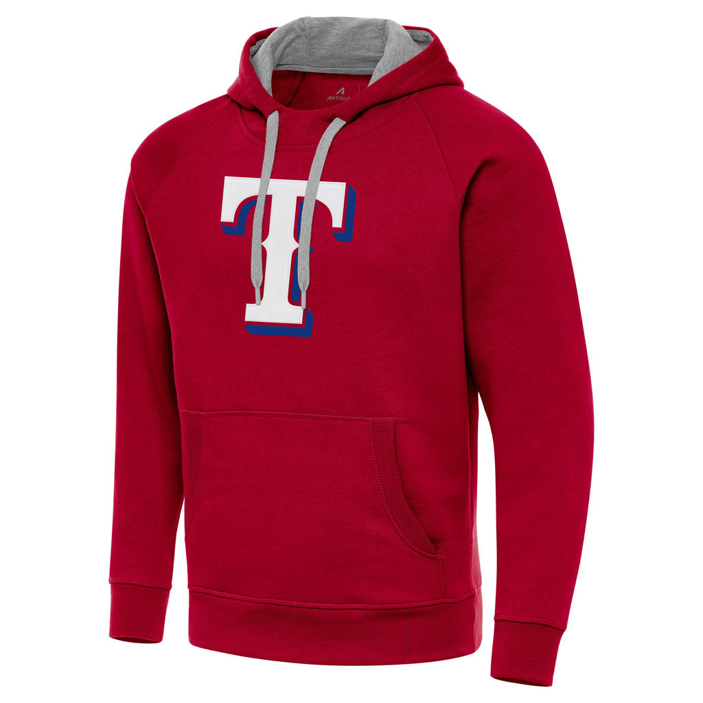 MLB Texas Rangers Antigua Full Front Victory Pullover Hoodie - Red
