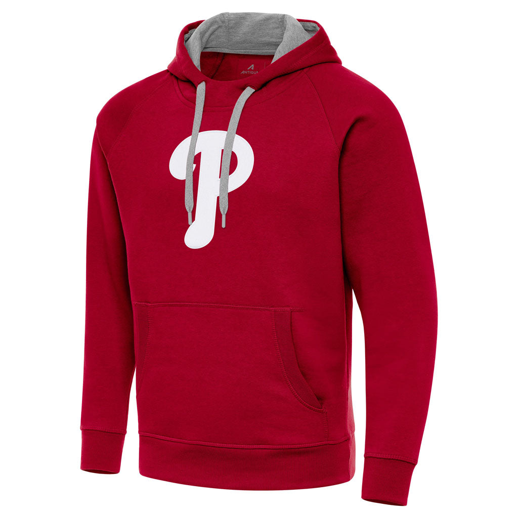 MLB Philadelphia Phillies Antigua Full Front Victory Pullover Hoodie - Red