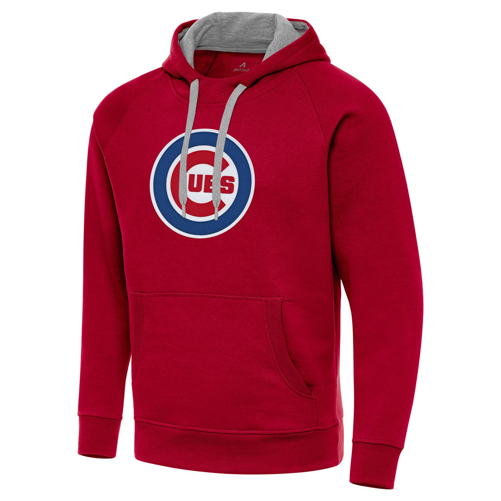 MLB Chicago Cubs Antigua Full Front Victory Pullover Hoodie - Red
