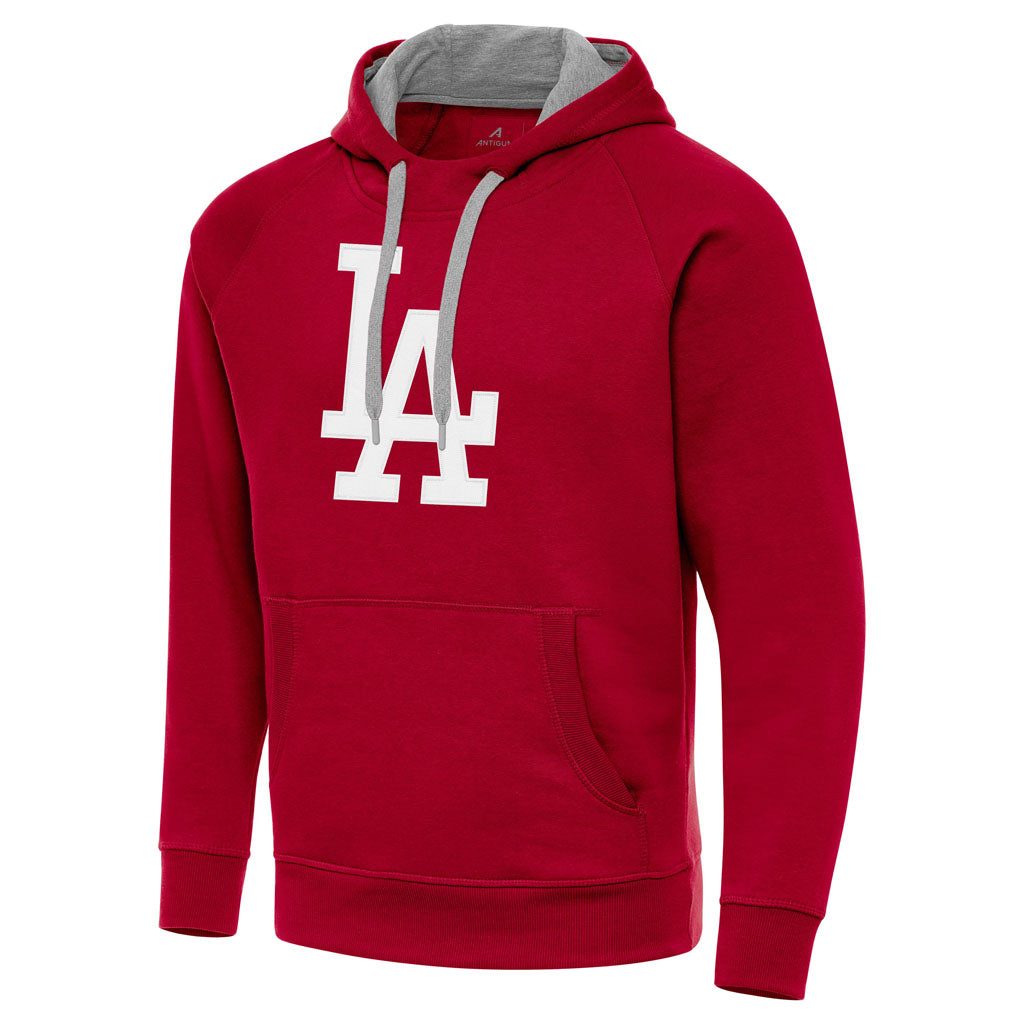 MLB Los Angeles Dodgers Antigua Full Front Victory Pullover Hoodie - Red