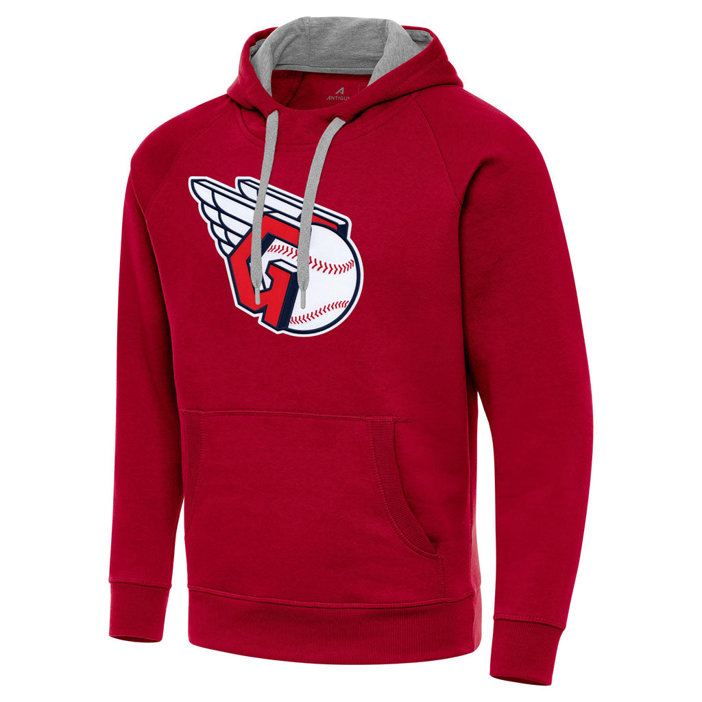MLB Cleveland Guardians Antigua Full Front Victory Pullover Hoodie - Red