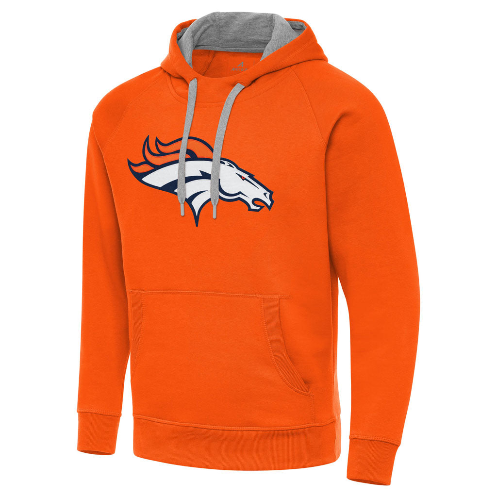 NFL Denver Broncos Antigua Full Front Victory Pullover Hoodie - Orange
