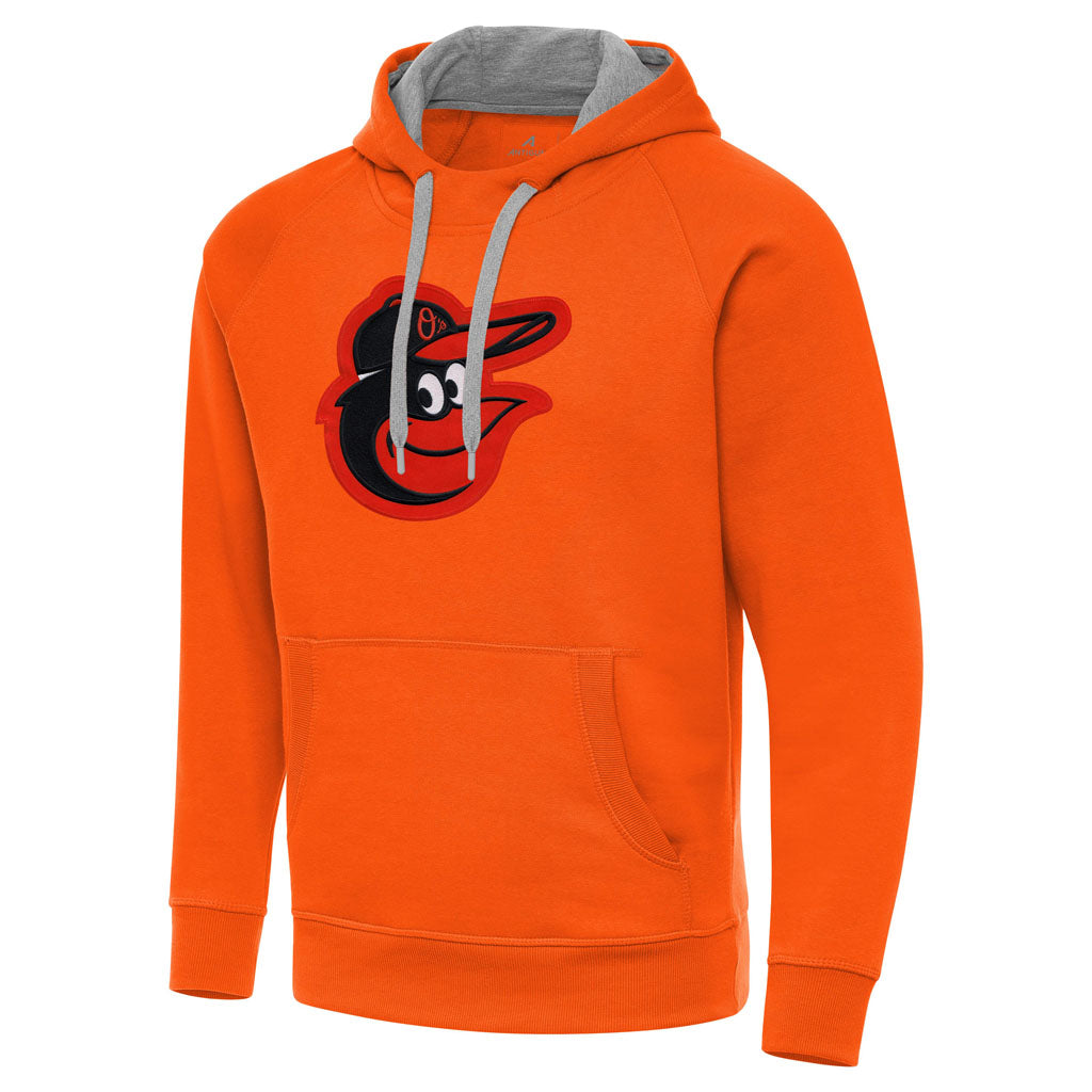 MLB Baltimore Orioles Antigua Full Front Victory Pullover Hoodie - Orange