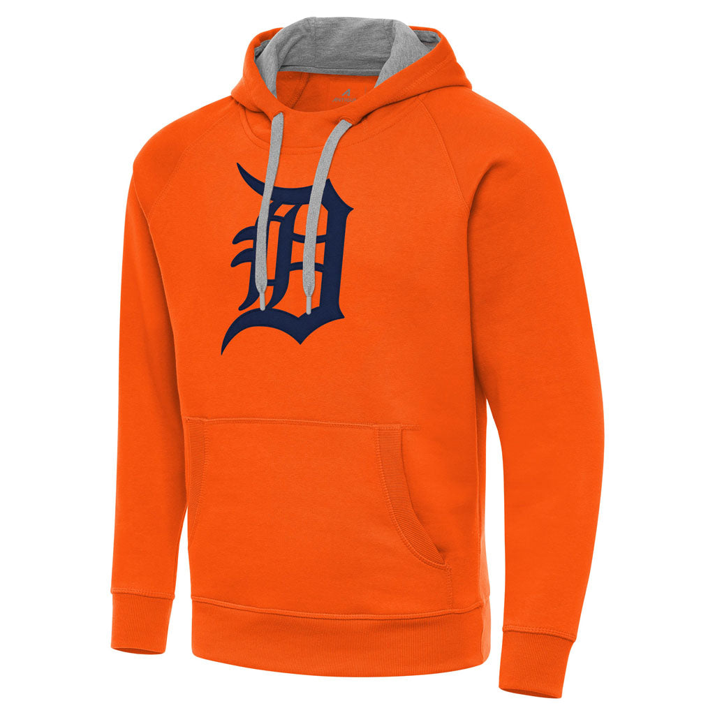 MLB Detroit Tigers Antigua Full Front Victory Pullover Hoodie - Orange