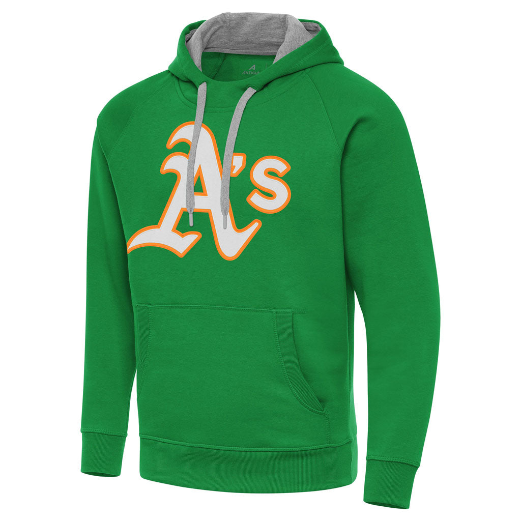 MLB Athletics Antigua Full Front Victory Pullover Hoodie - Green