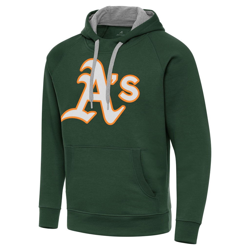 MLB Athletics Antigua Full Front Victory Pullover Hoodie - Green
