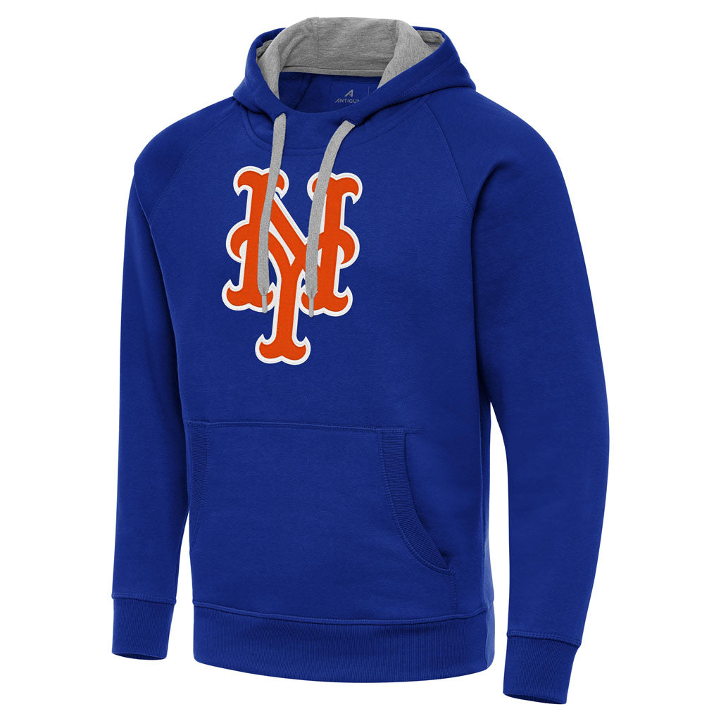MLB New York Mets Antigua Full Front Victory Pullover Hoodie - Blue