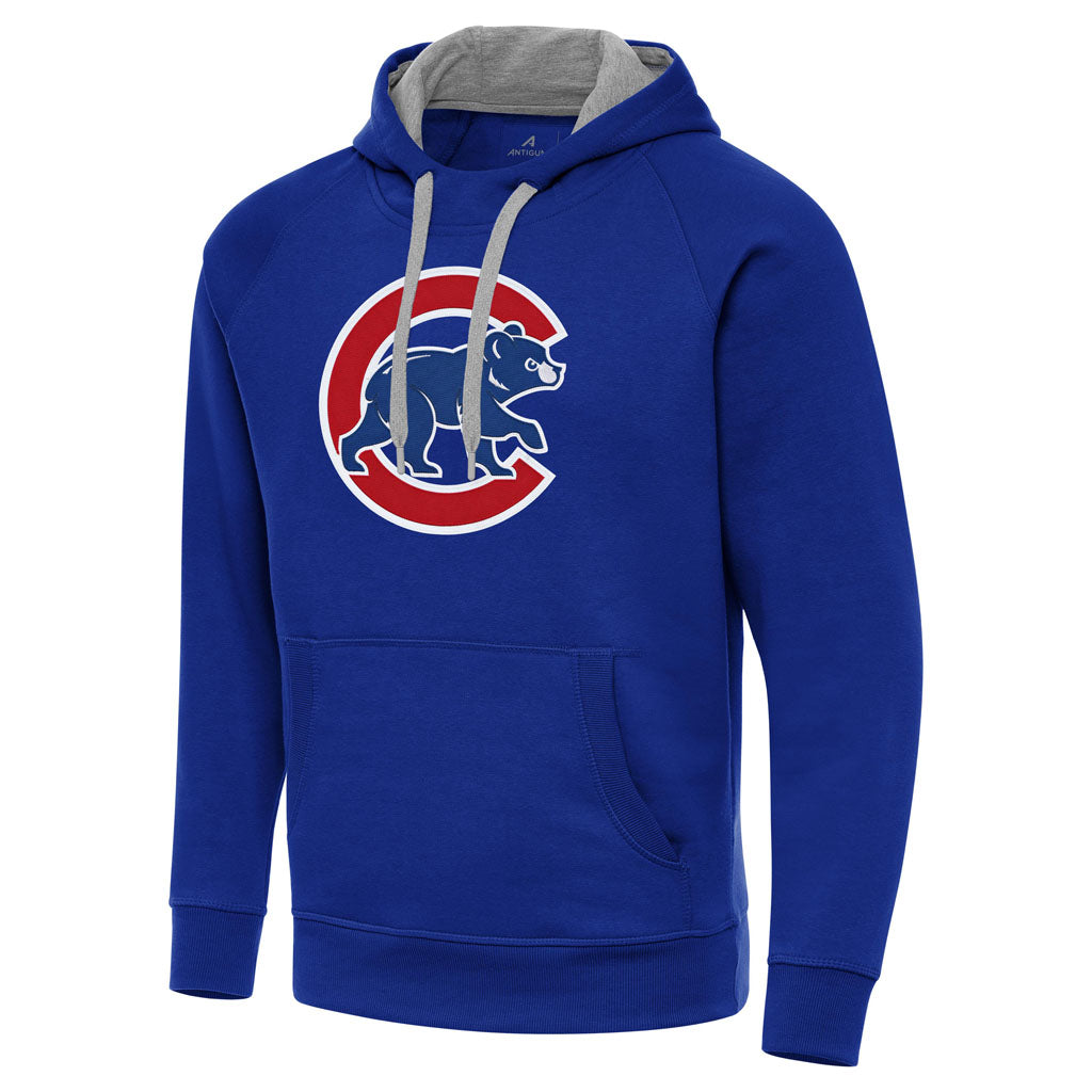 MLB Chicago Cubs Antigua Walking Bear Full Front Victory Pullover Hoodie - Blue