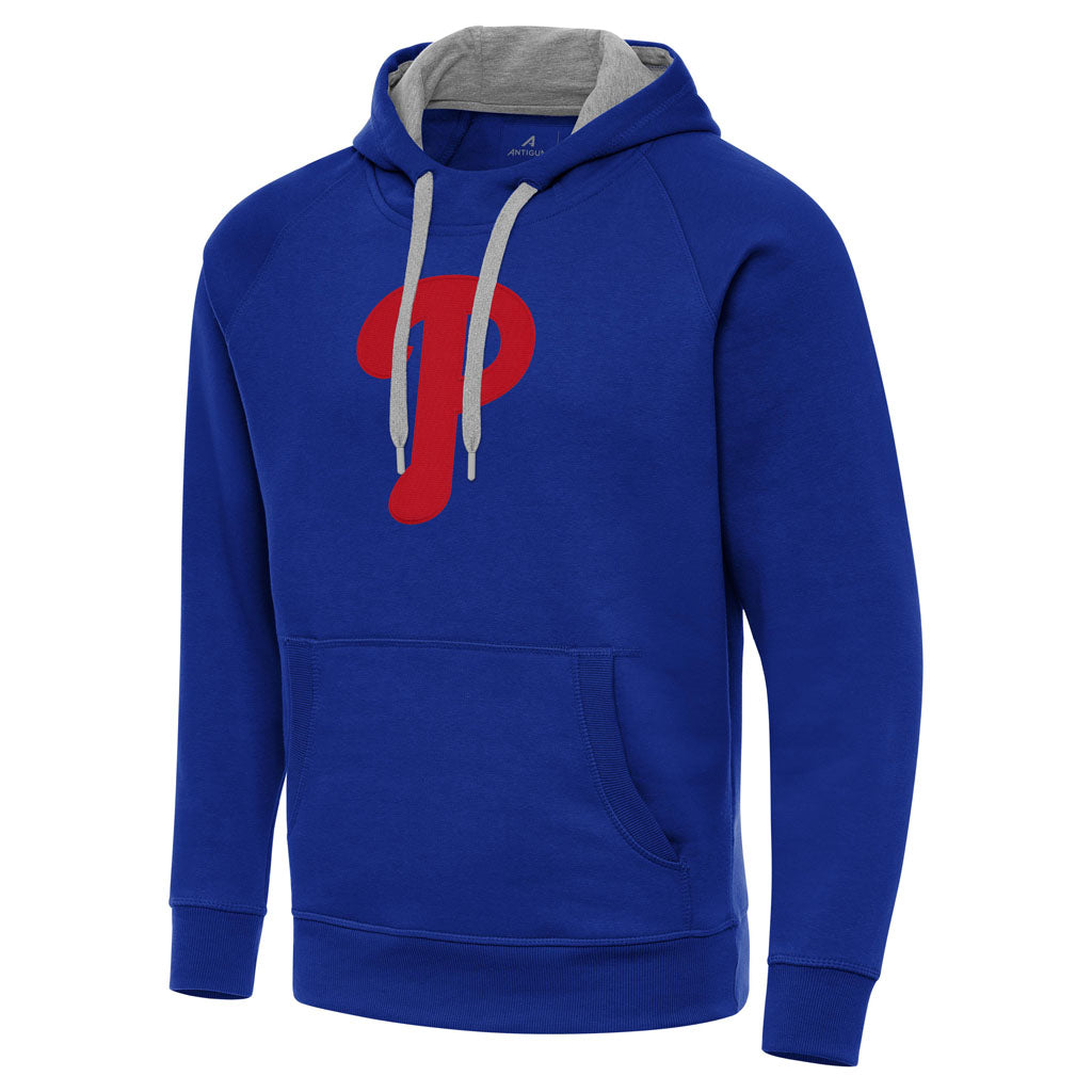 MLB Philadelphia Phillies Antigua Full Front Victory Pullover Hoodie - Blue