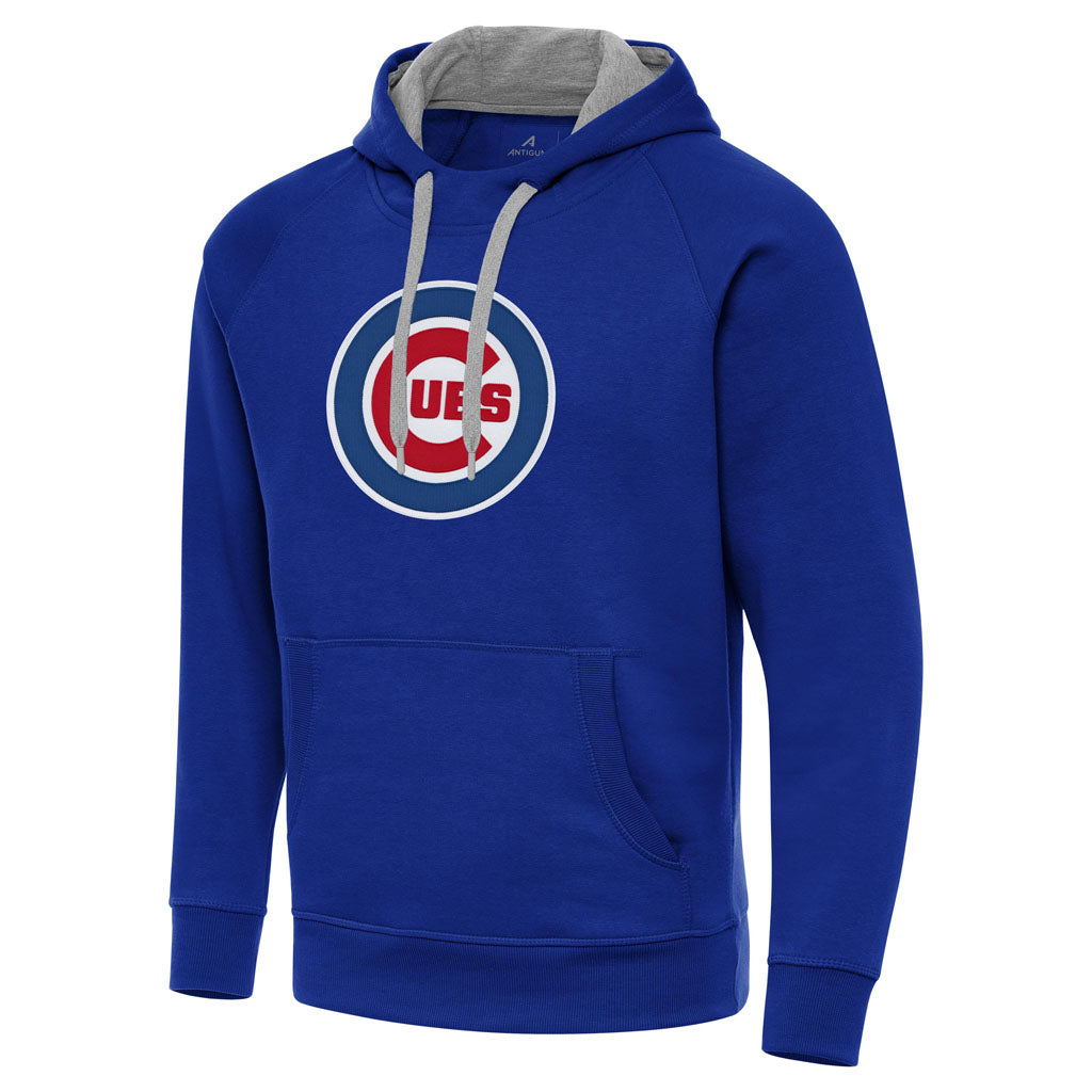 MLB Chicago Cubs Antigua Full Front Victory Pullover Hoodie - Blue