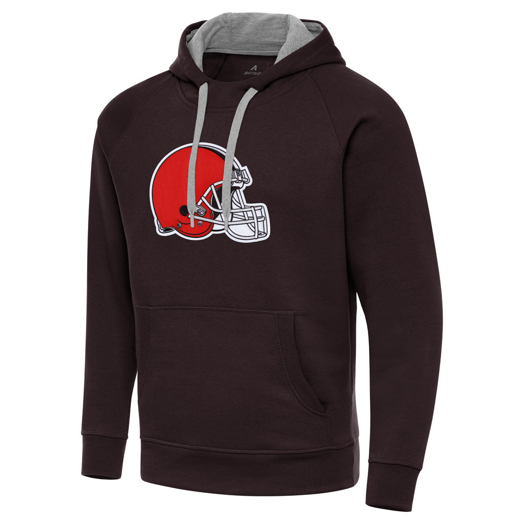 NFL Cleveland Browns Antigua Full Front Victory Pullover Hoodie - Brown