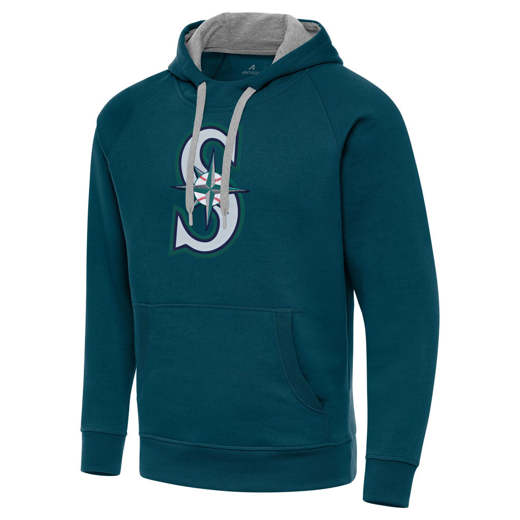 MLB Seattle Mariners Antigua Full Front Victory Pullover Hoodie - Teal