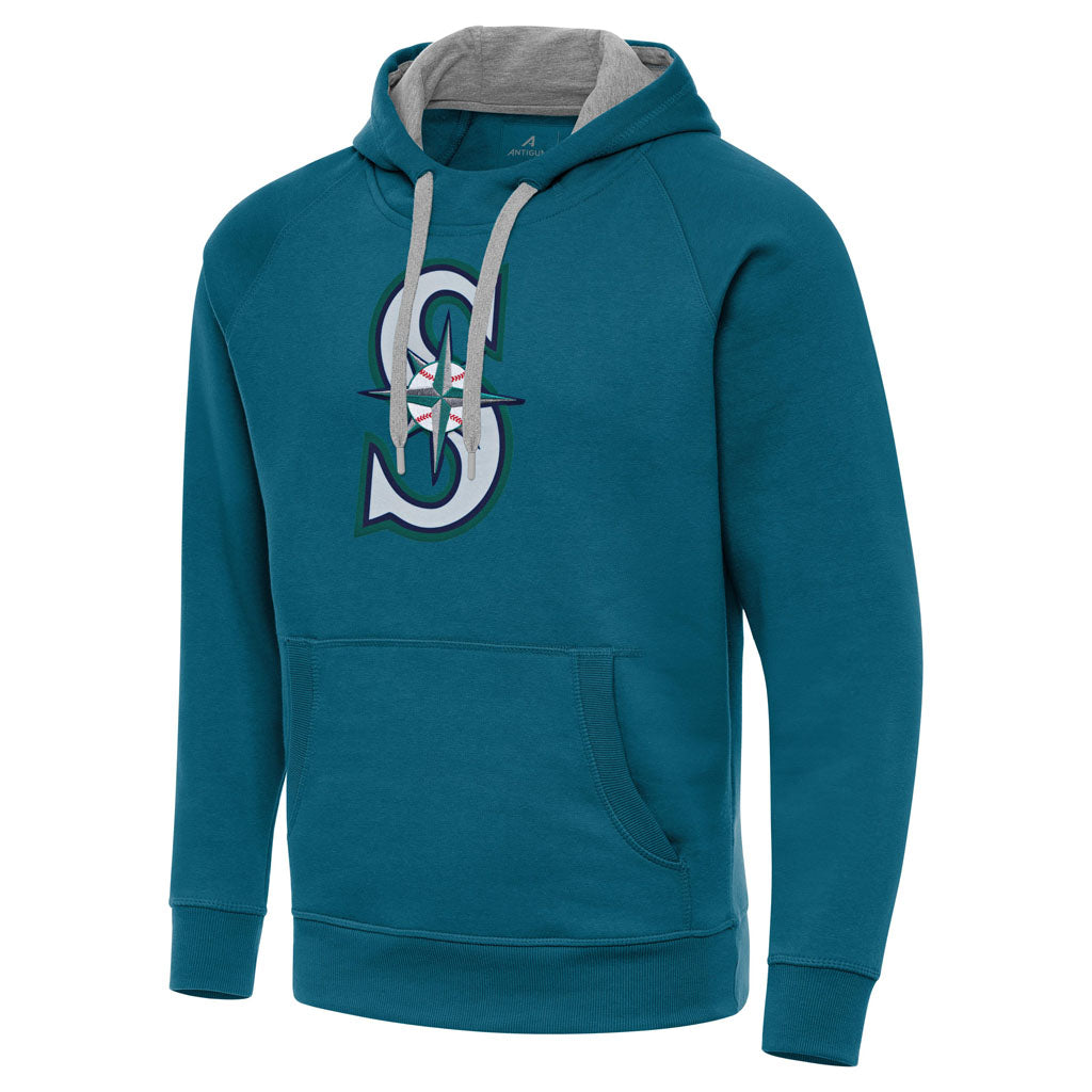 MLB Seattle Mariners Antigua Full Front Victory Pullover Hoodie - Teal