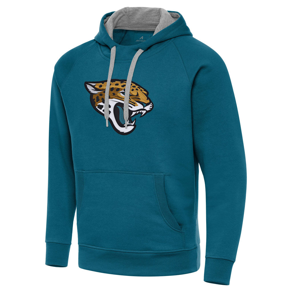 NFL Jacksonville Jaguars Antigua Full Front Victory Pullover Hoodie - Teal