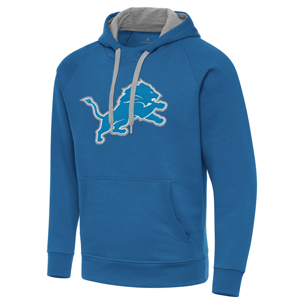 NFL Detroit Lions Antigua Full Front Victory Pullover Hoodie - Blue