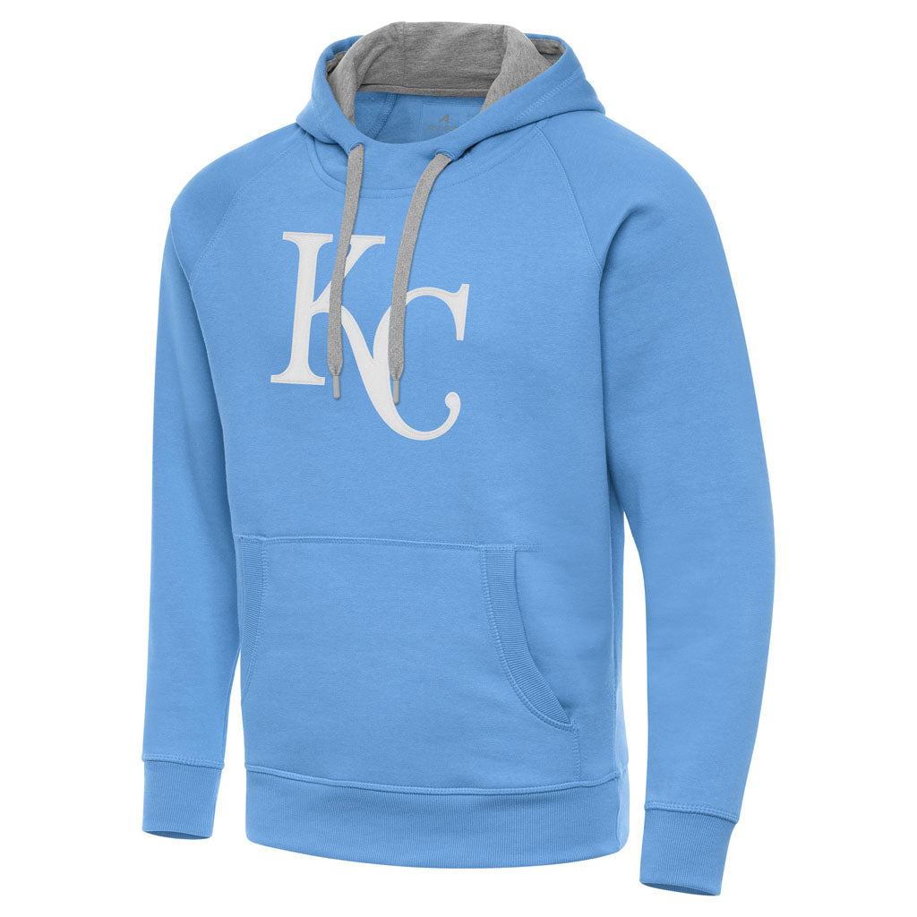 MLB Kansas City Royals Antigua Full Front Victory Pullover Hoodie - Light Blue