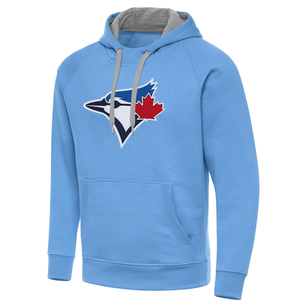 MLB Toronto Blue Jays Antigua Full Front Victory Pullover Hoodie - Light Blue