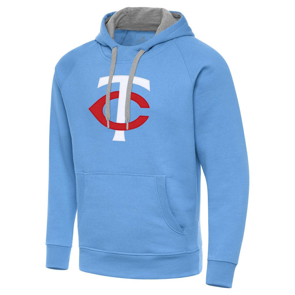 MLB Minnesota Twins Antigua Full Front Victory Pullover Hoodie - Light Blue