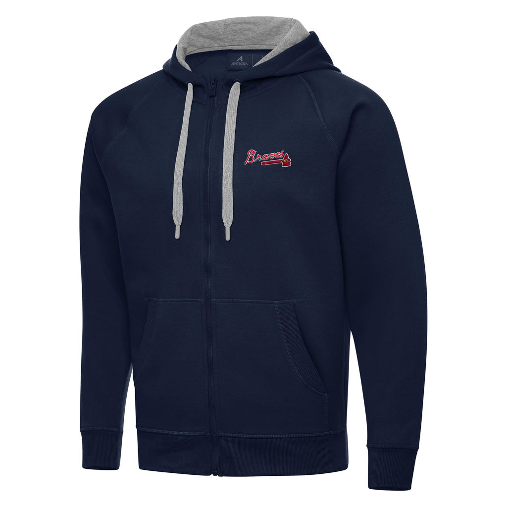 MLB Atlanta Braves Antigua Victory Full Zip Hoodie - Navy
