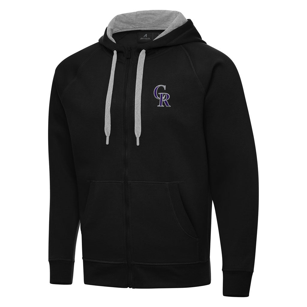 MLB Colorado Rockies Antigua Victory Full Zip Hoodie - Black