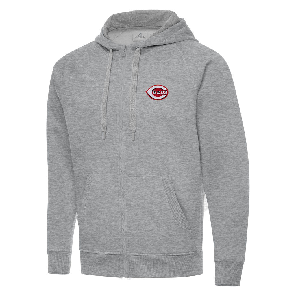 MLB Cincinnati Reds Antigua Victory Full Zip Hoodie - Heather gray