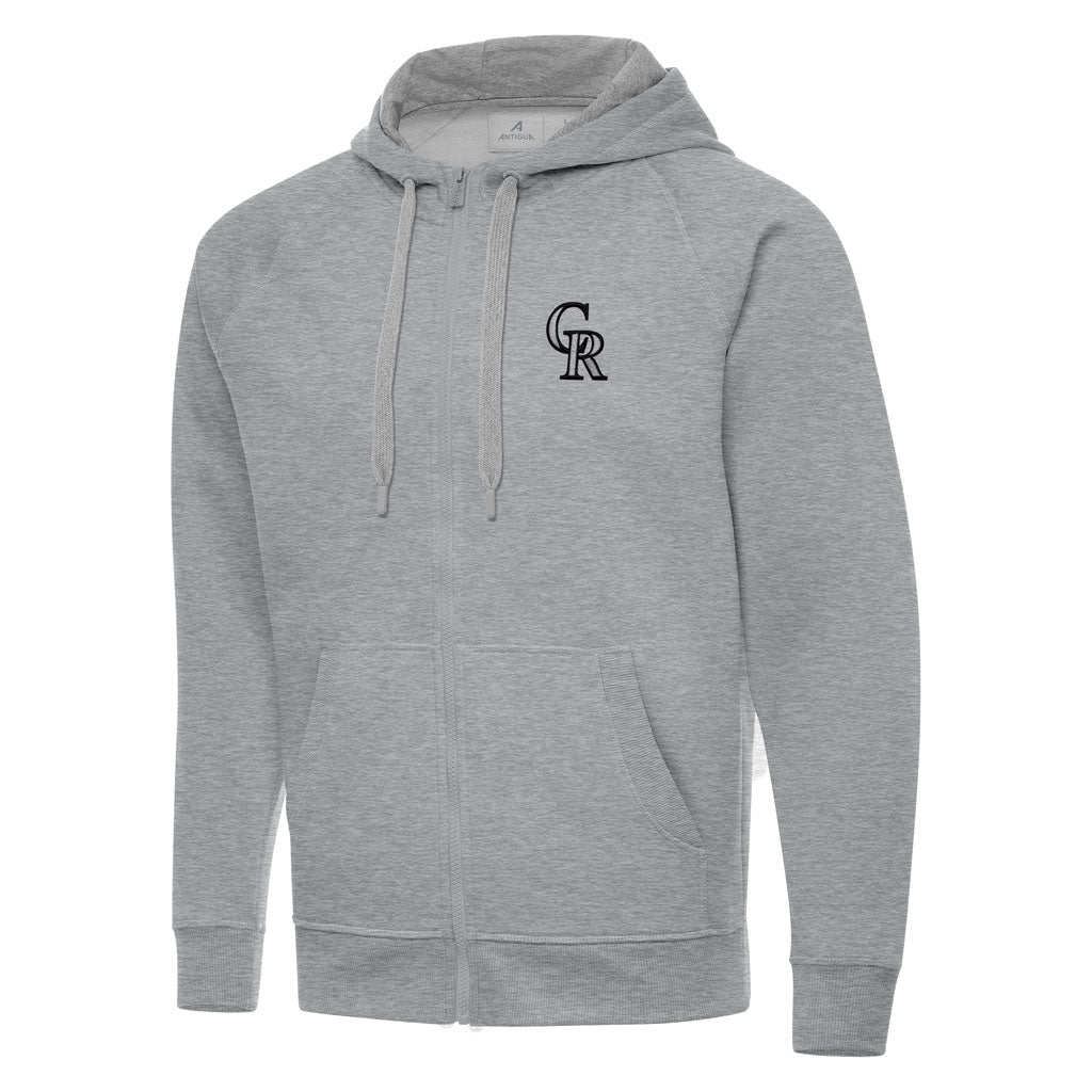 MLB Colorado Rockies Antigua Victory Full Zip Hoodie - Heather gray
