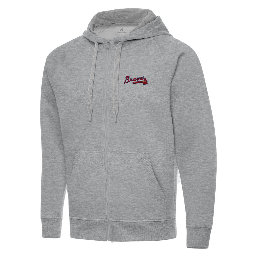 MLB Atlanta Braves Antigua Victory Full Zip Hoodie - Heather gray