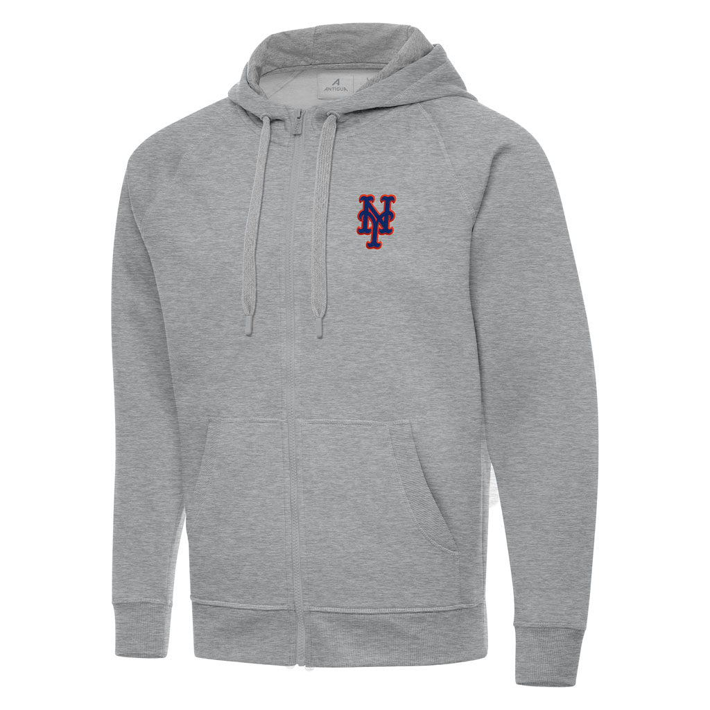 MLB New York Mets Antigua Victory Full Zip Hoodie - Heather gray