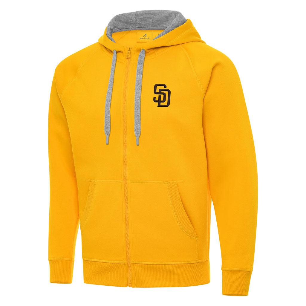 MLB San Diego Padres Antigua Victory Full Zip Hoodie - Gold