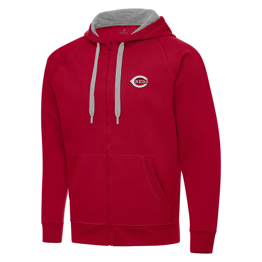 MLB Cincinnati Reds Antigua Victory Full Zip Hoodie - Red