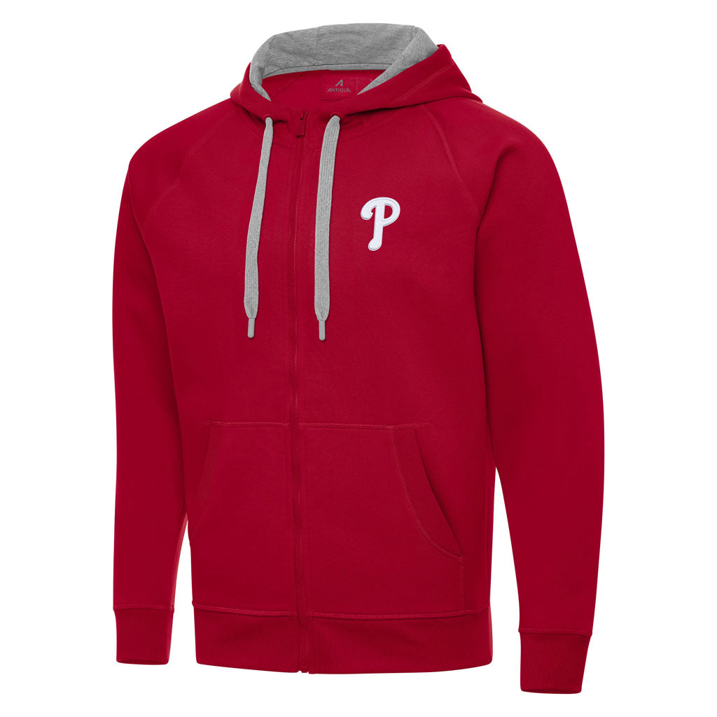 MLB Philadelphia Phillies Antigua Victory Full Zip Hoodie - Red