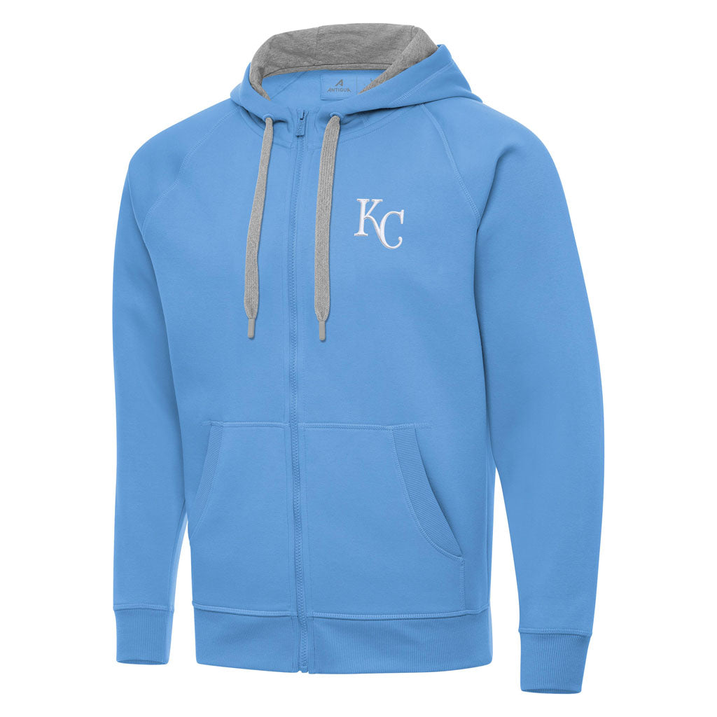 MLB Kansas City Royals Antigua Victory Full Zip Hoodie - Light blue