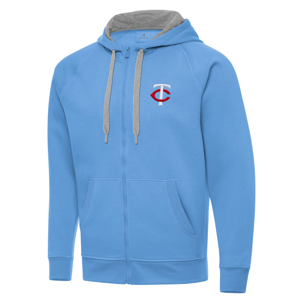 MLB Minnesota Twins Antigua Victory Full Zip Hoodie - Light blue