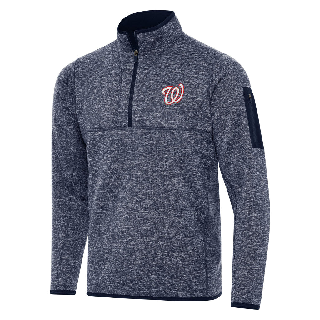 MLB Washington Nationals Antigua Fortune 1/4 Zip Pullover Jacket - Navy