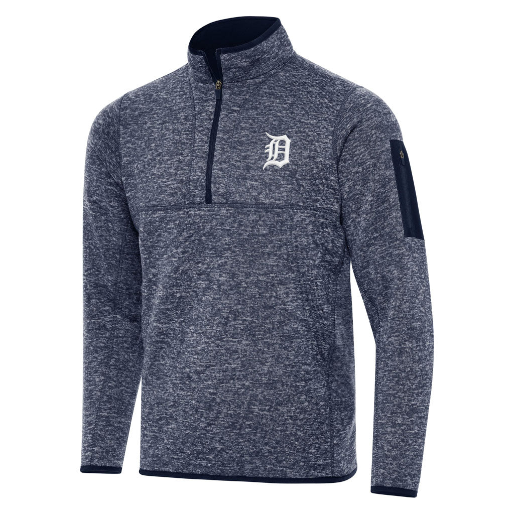 MLB Detroit Tigers Antigua Fortune 1/4 Zip Pullover Jacket - Navy