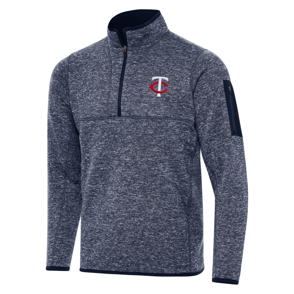 MLB Minnesota Twins Antigua Fortune 1/4 Zip Pullover Jacket - Navy