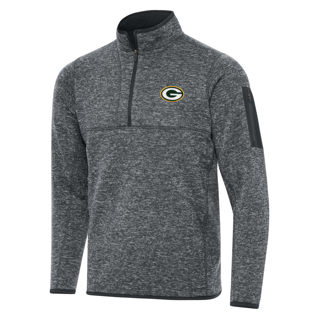 NFL Green Bay Packers Antigua Fortune 1/4 Zip Pullover Jacket - Charcoal