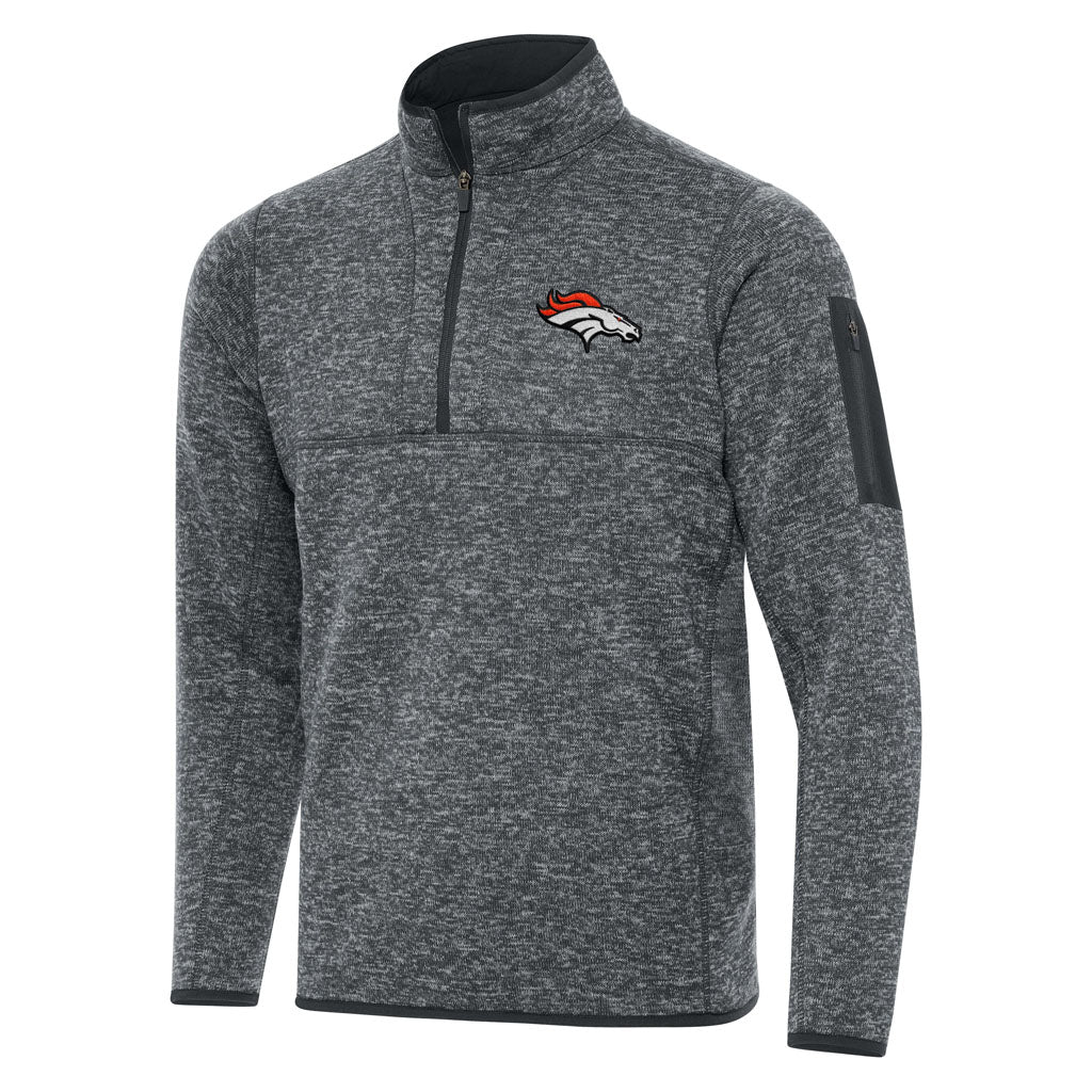NFL Denver Broncos Antigua Fortune 1/4 Zip Pullover Jacket - Charcoal