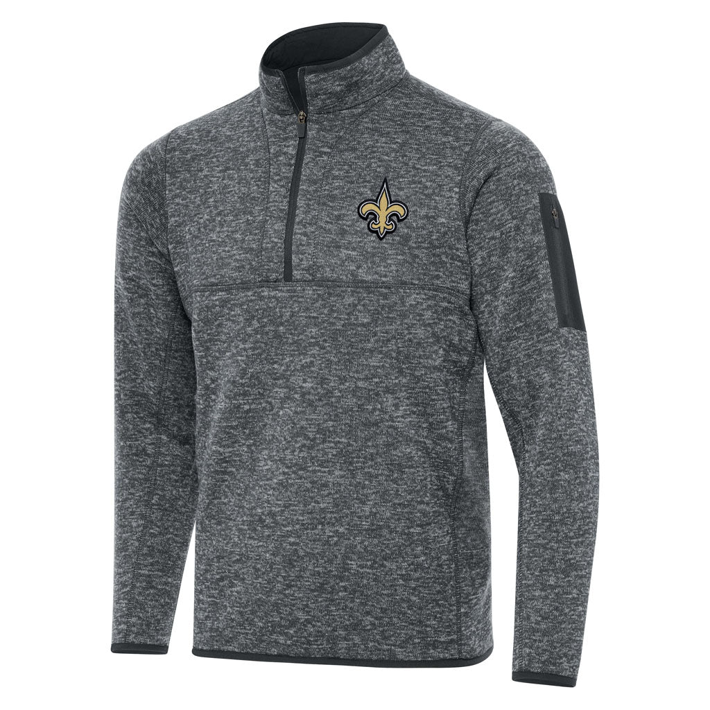 NFL New Orleans Saints Antigua Fortune 1/4 Zip Pullover Jacket - Charcoal