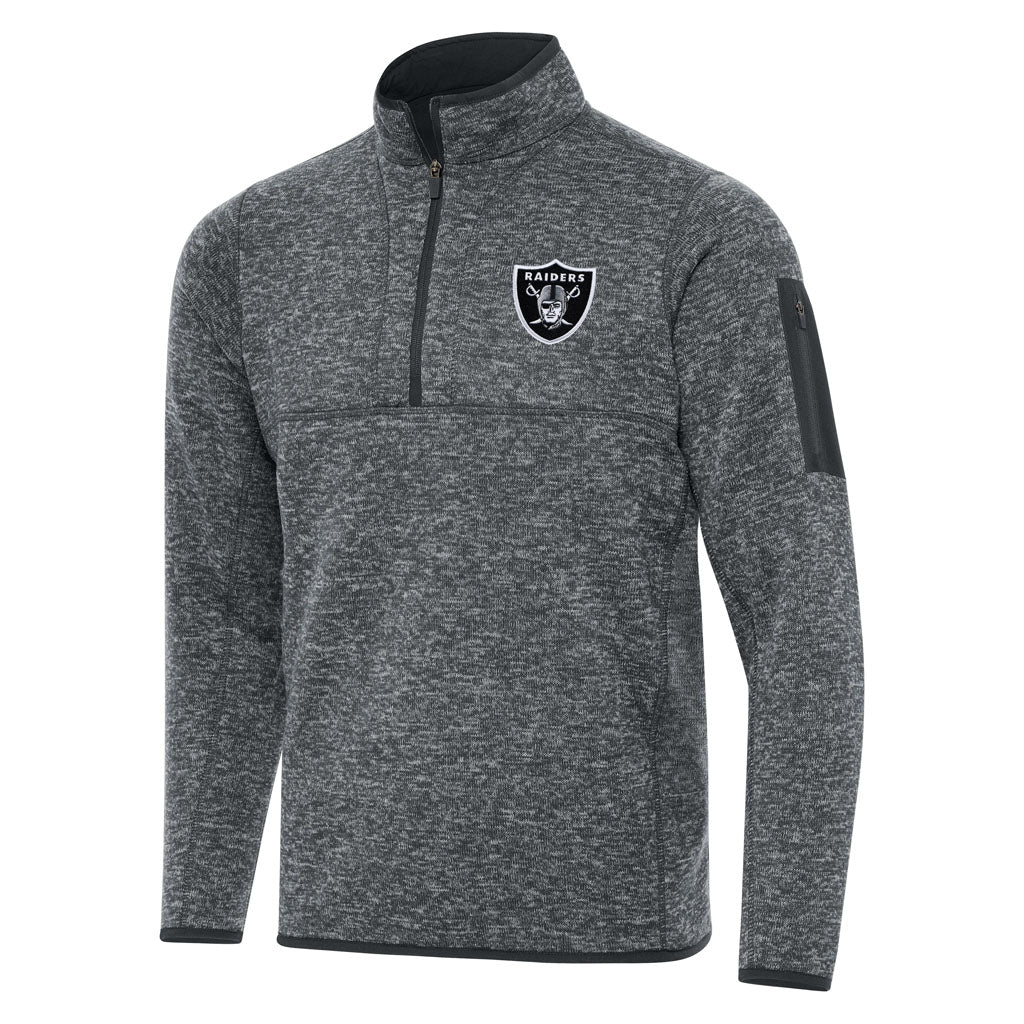 NFL Las Vegas Raiders Antigua Fortune 1/4 Zip Pullover Jacket - Charcoal