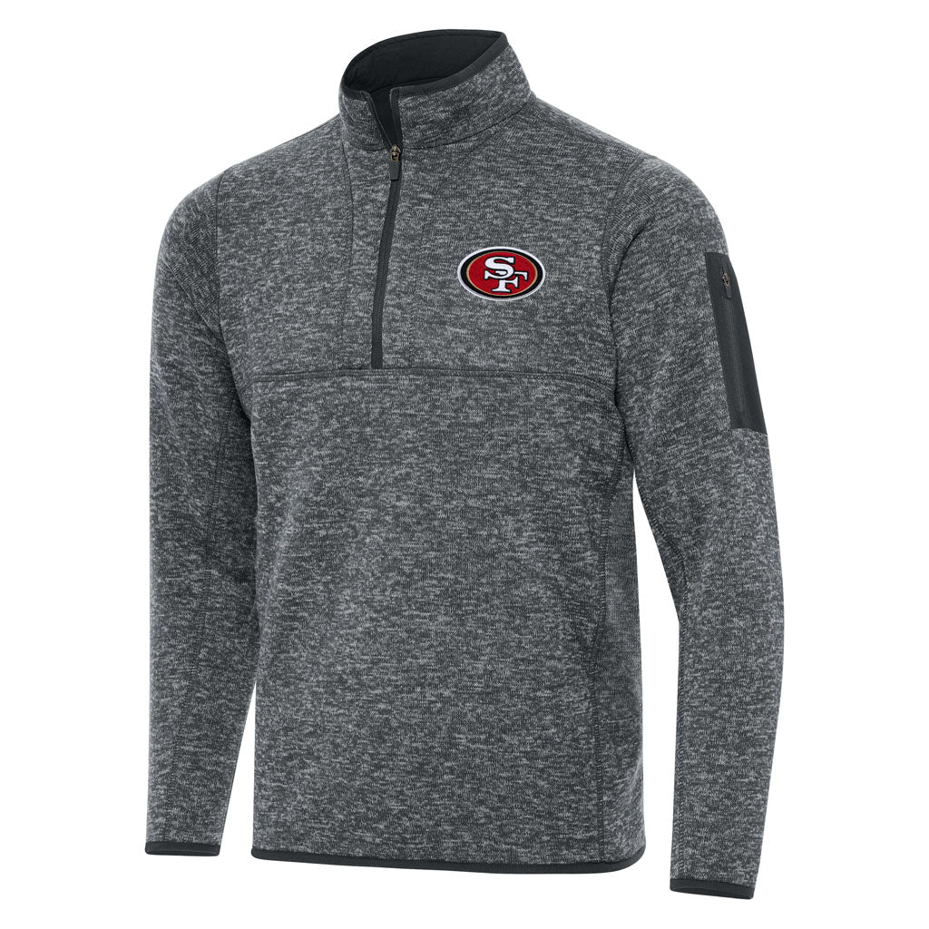 NFL San Francisco 49ers Antigua Fortune 1/4 Zip Pullover Jacket - Charcoal